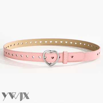 Stylish Pink Women's PU Heart Buckle Belt