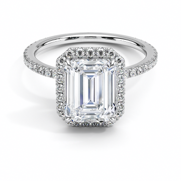 5 CARAT Emererd Diam Diamond Halo လက်စွပ်