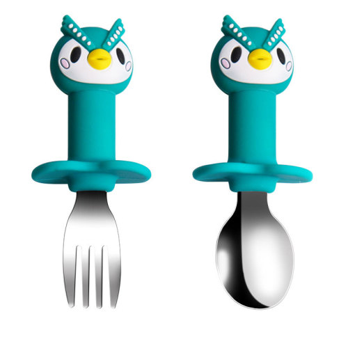 Silicone Owl Fork And Spoon Set For Baby