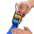 2" 2 Ton 50mm Iron Handle Ratchet Buckle Tie Down Blue Straps With 2 Inch E-Track Fitting