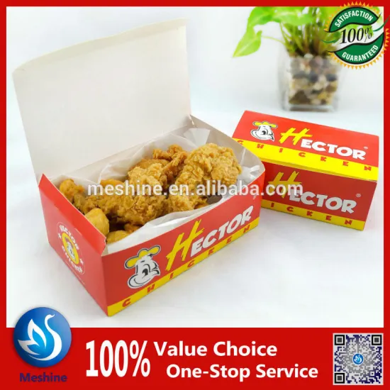 Fried Chicken boxes, box of chicken wings, paper chicken box with die-cut handle