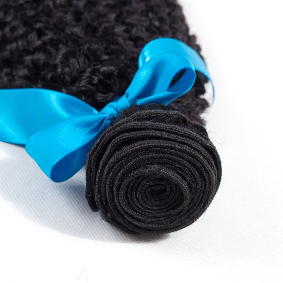 Wholesale India Raw Virgin Cuticle Aligned Human Hair Weave Bundle Natural Black Curly Blue Band Hair Bundles