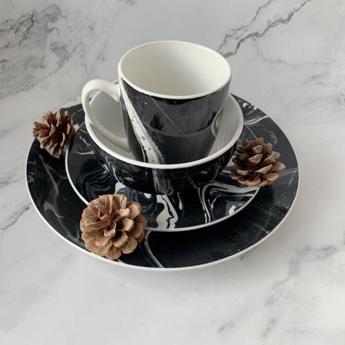 Peralatan makan malam 16pcs menetapkan porcelain stoneware reka bentuk panas