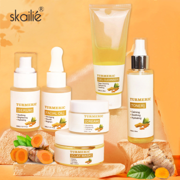 Private Label Vegan Organic Skincare Kit: Turmeric Serum & Cream Anti-Acne Treatment
