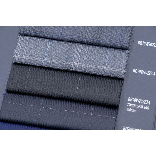Grey Windowpane Machine Washable Wool Fabric