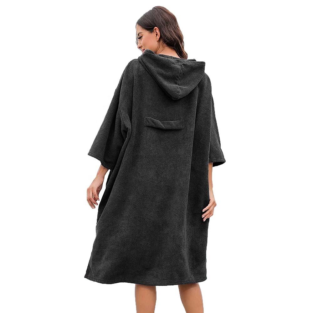 Quick Dry Cotton Beach Changing Hooded Poncho Towel