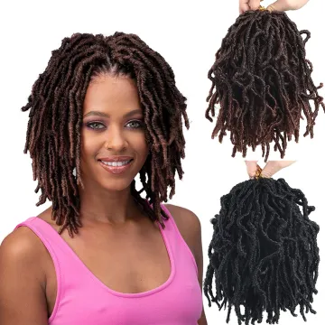 Cheap Synthetic 8 inch Nu Faux afro Locs Crochet hair Distressed  boho colored locs Crochet Soft Faux Locs for black women