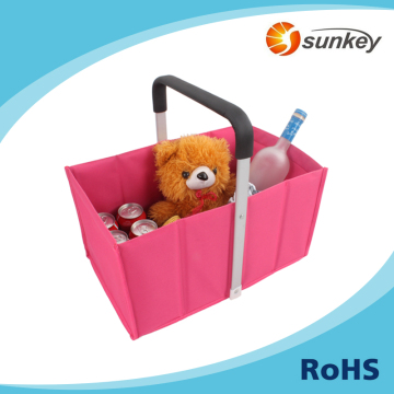 Pink color clothes basket with single handle