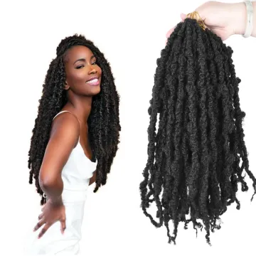 16inch  Distressed Butterfly Locs Crochet Hair Butterfly Bob Faux Locs Crochet Braids Hair Black Messy Soft Butterfly locs