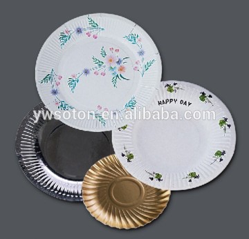 Eco-friendly Home Dinnerware Disposable Paper Plate Tableware Home Golden Silver Coated