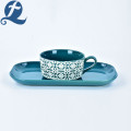 Ceramic Handle Soup Bowl Set With Rectangular Plate