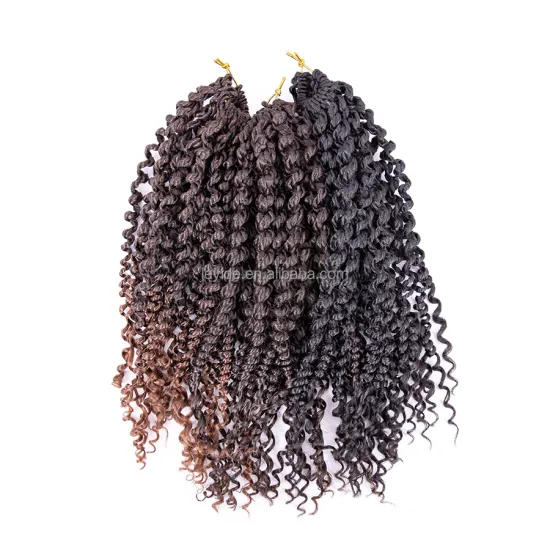 AliLeader Ombre 14 Inch 24 Stands 2X Crochet Braids Curly Senegalese Twist Hair Wavy Bohemian Spring Twist Hair