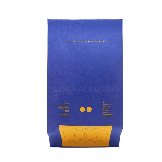 High Quality Clear Heat Sealed Brown Kraft Paper Coffee Bean Packaging Bag with Valve and Zipper