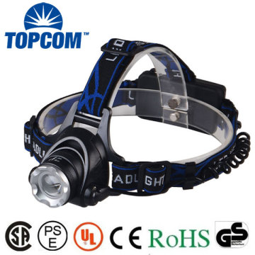 Camping koplamp 2pcs 18650 batterij aangedreven zoom LED T6 -koplamp