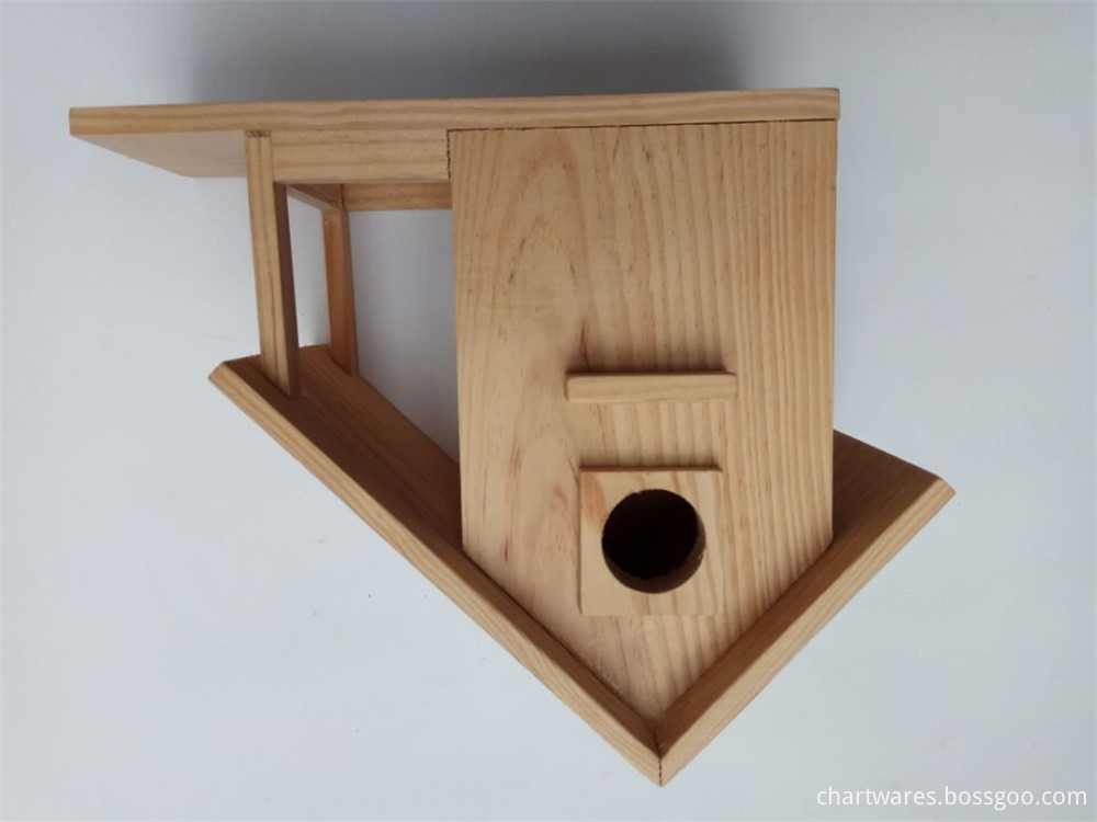 solid wood bird house with rest place