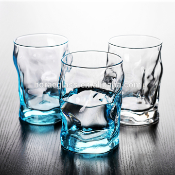 Creative glass glass transparent glass cup hot and cold drink blue cup