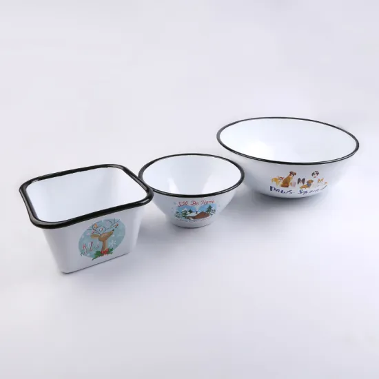Square Enamel Bowl Metal Bowl Wholesale Bowl