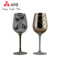 ATO Colored butterfly pattern Red wine glass goblet