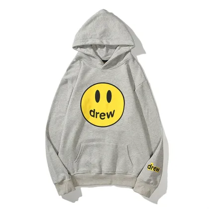 Drew Printed Smiley Face Pullover Fleece Hoodies