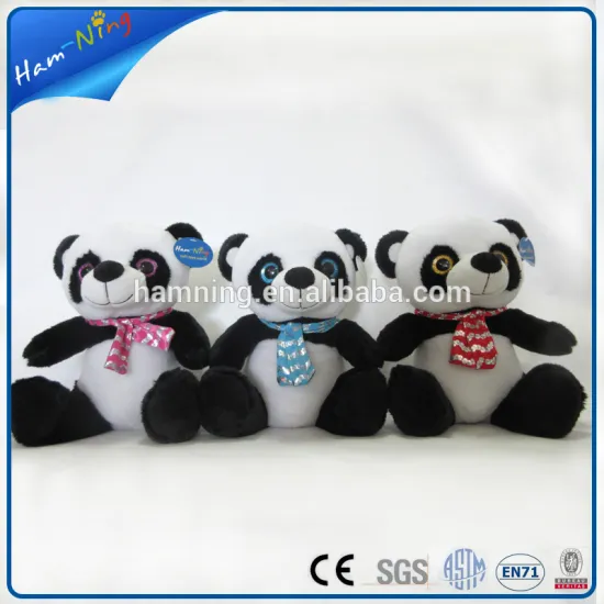 25cm fashion custom big eyes soft panda toy with scarf