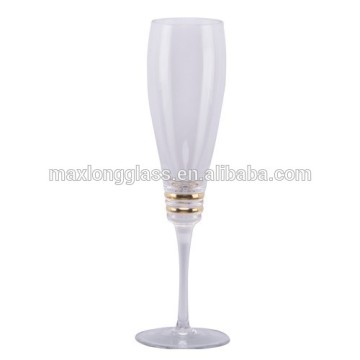 Clear Bulb Champagne Flute with gold circle