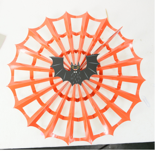 new design Handmade halloween bat paper Fan for halloween decorations