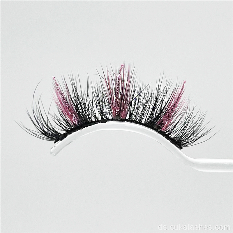 Pink Glitter Wimpern 15mm Wispy Glitter Fake Wimpern