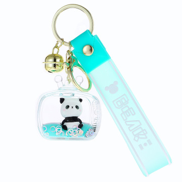 Hot Selling Floating Doll Panda Keychain in Quicksand: Unique Acrylic & Zinc Alloy Gift from Claw Machine