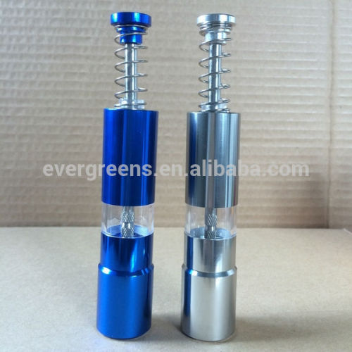 Hot sale colorful thumb push aluminium alloy pepper mill