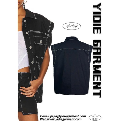 Multitude Pockets Sleeveless Cotton Cargo Vest Outwear