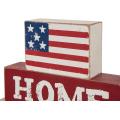 Patriotic American Flag Wooden Block