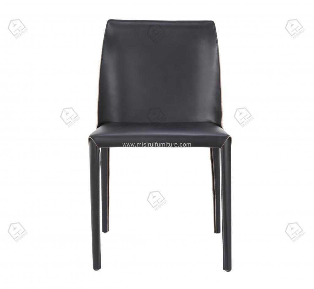 Black saddle leather high density foam dining chairs