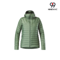 Estilo de chaqueta con capucha de micro plumón para mujer de moda