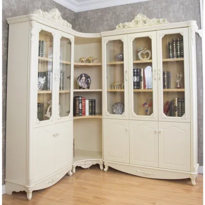 A Late Library Corner Bookcase in White Color