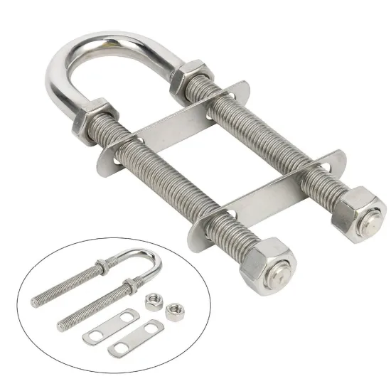 Marine Hardware: Polished Stainless Steel U Bolt with Plate and Nuts for Boats