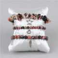 Nouvelle arrivée 3pcs un ensemble de pierres précieuses Rounds Bracelet Stretch Bracelet Natural Stone Cross Bracelets