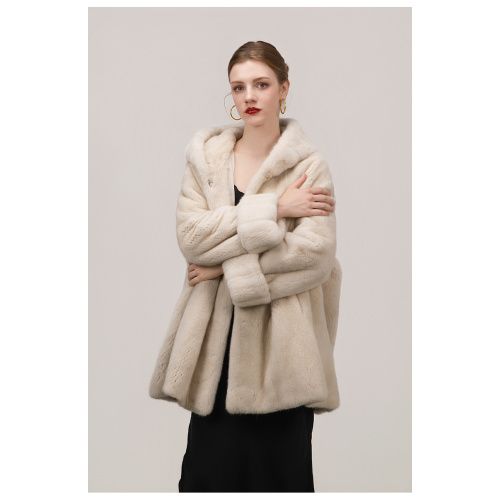KC Fur Velvet Stand Collar Loose Young Mink Coat