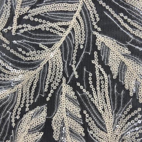 2020 Autumn/Winter Fashion Feather Pattern Embroidery Farbic