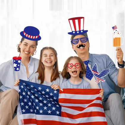 Fourth of July Spooky Photo Prop Masks - Independence Day Party Supplies