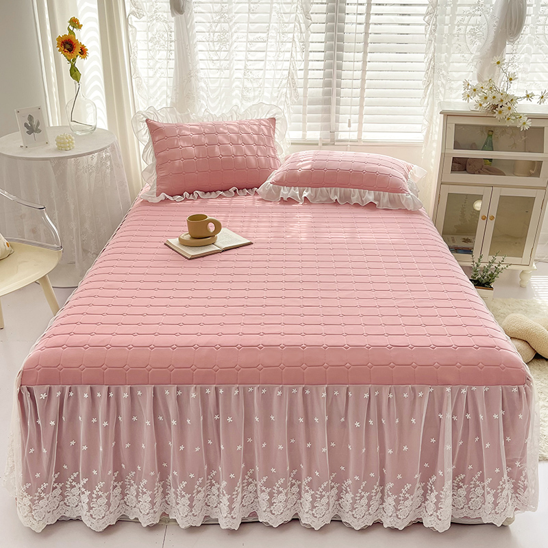 Lace Ruffled plain BedCover Fancy BedSheet Skirt factory