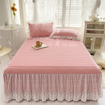 Lace Ruffled plain BedCover Fancy BedSheet Skirt factory