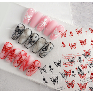 Redanco Eco-Friendly Nail Stickers - Butterfly 5D Decals for Nail Art