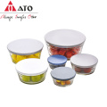 ATO 6PCS/Set Glass Salad Bowls with Colorful Lid