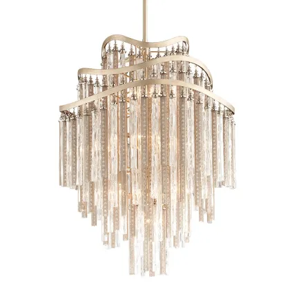 Chimera Lighting Shimmering Nickel and Crystal Tassels Chandelier