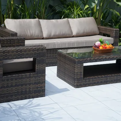 All Weather Outdoor Furniture Courtyard Rattan Garden Sofa