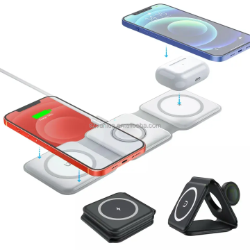 15W 3-in-1 Charger nirkabel yang dapat dilipat untuk telepon dan jam tangan pintar