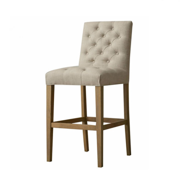 High Quality French Provincial Oak Wood Frame Button Tufted Kitchen Stool