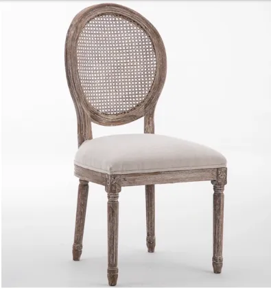 Antique Oak Upholstered French Nordic Wooden Louis chair