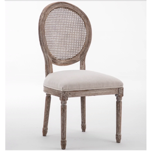 China Antique Oak Upholstered French Nordic Wooden Louis chair Supplier