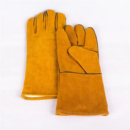 Yellow Cowhide Leather Work Safety Gloves